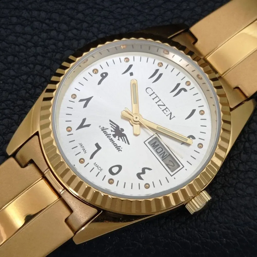 Vintage 1974 Citizen Automatic Mens Gold Watch W/daydate & Arabic accents